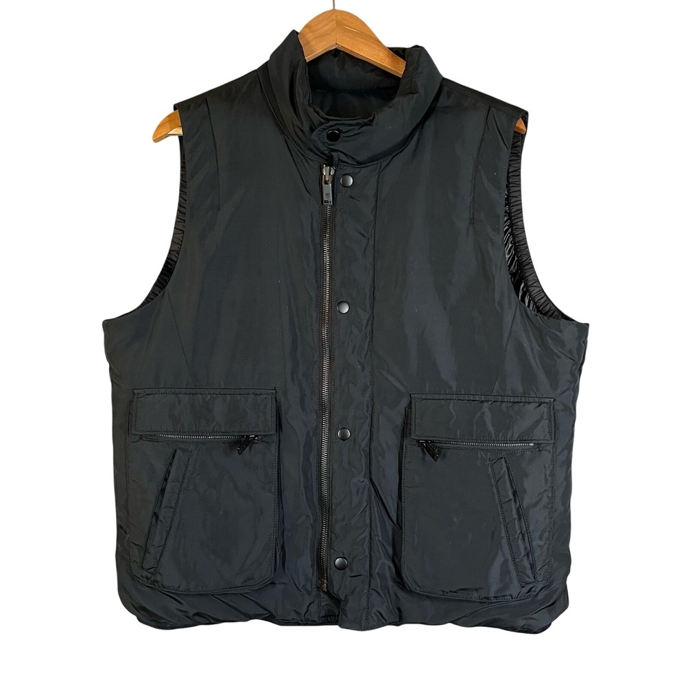 Men's Down Filled Puffer Utility Vest Quilted Navy M Gorpcore Outdoors Packable